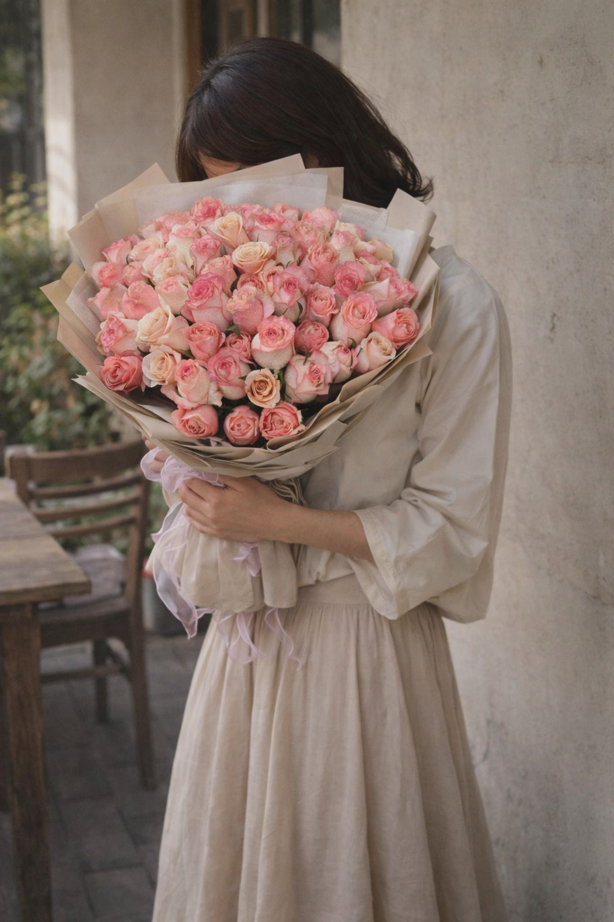 A beautiful bouquet of 51 pink roses, arranged in a full and elegant style. Soft in color and graceful in appearance, this bouquet is wrapped neatly with premium paper and finished with a ribbon. It is a lovely choice for expressing affection, admiration, gratitude, and warm feelings.